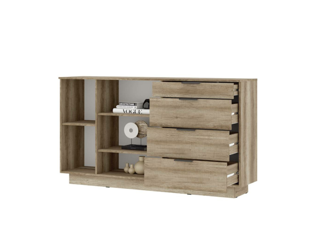 ДАЛЛАС КМ 01 Комод 1704 4 ящика (1,704х0,946х0,402) ФАСАД МДФ СОФТ ГРАФИТ/КОРПУС ДУБ КАНЬОН