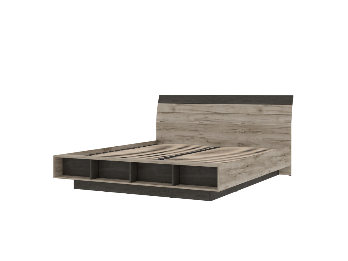 ЭДИНБУРГ КР 02 Кровать 1,8х2,0 (1,840х0,954х2,270)Корпус ДУБ КРАФТ СЕРЫЙ/ЖЕЛЕЗНЫЙ КАМЕНЬ