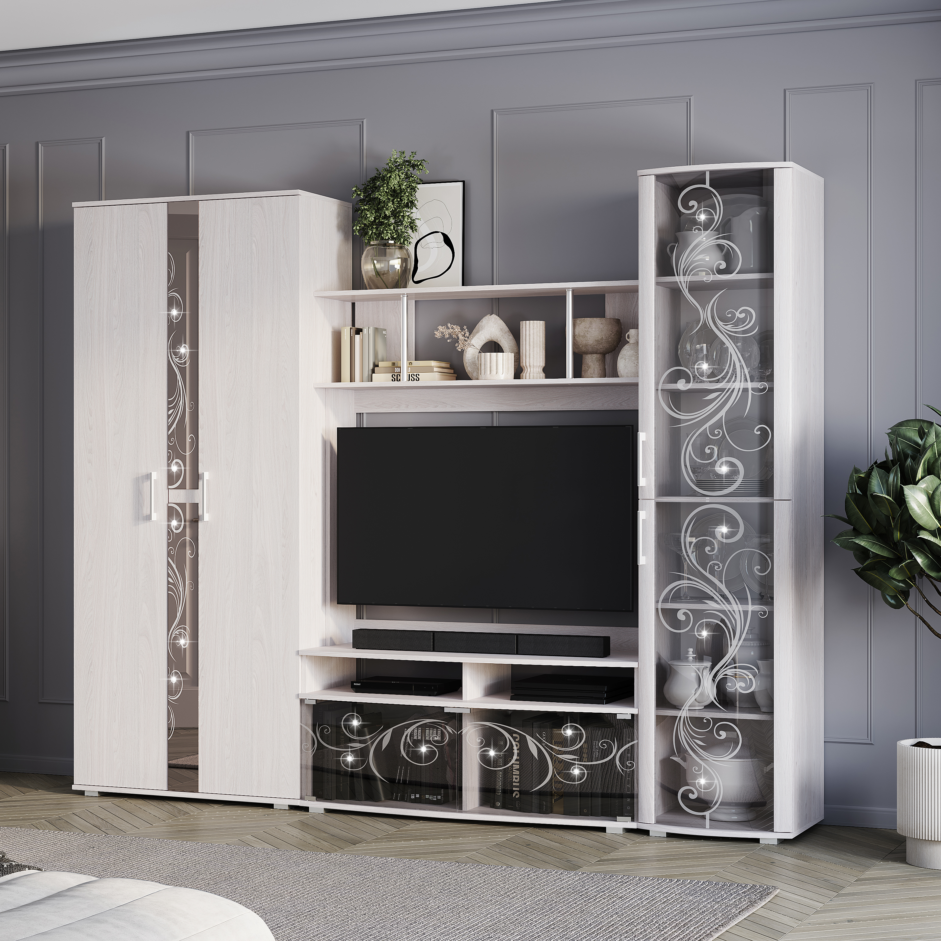 "Флоренция" СтеклоПенал ясень белый