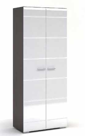 Спальня ВЕГАС шкаф 2-х створчатый (0,8х2,0х0,57) фасад МДФ БЕЛЫЙ ГЛЯНЕЦ/корпус ВЕНГЕ