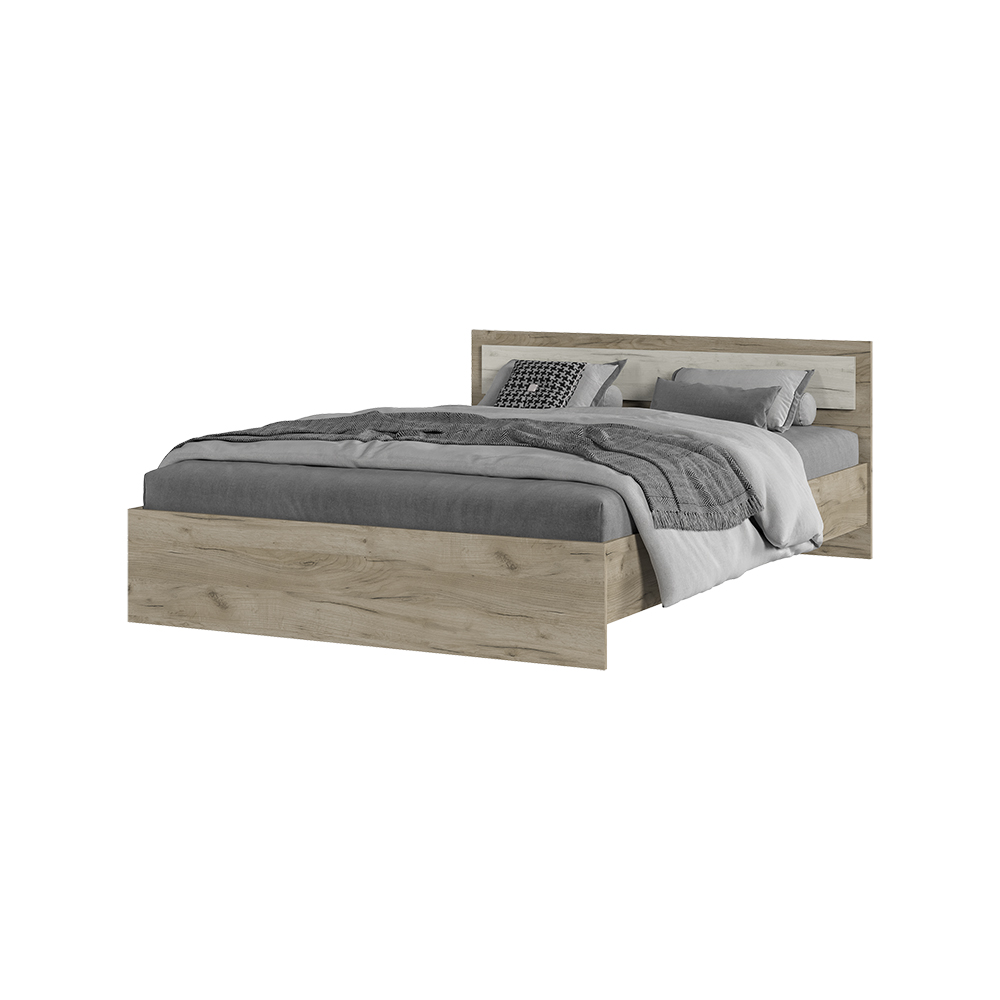 Спальня Кровать ГАРМОНИЯ КР 602 (1,452х0,7х2,032) фасад ДУБ КРАФТ БЕЛЫЙ/корпус ДУБ КРАФТ СЕРЫЙ