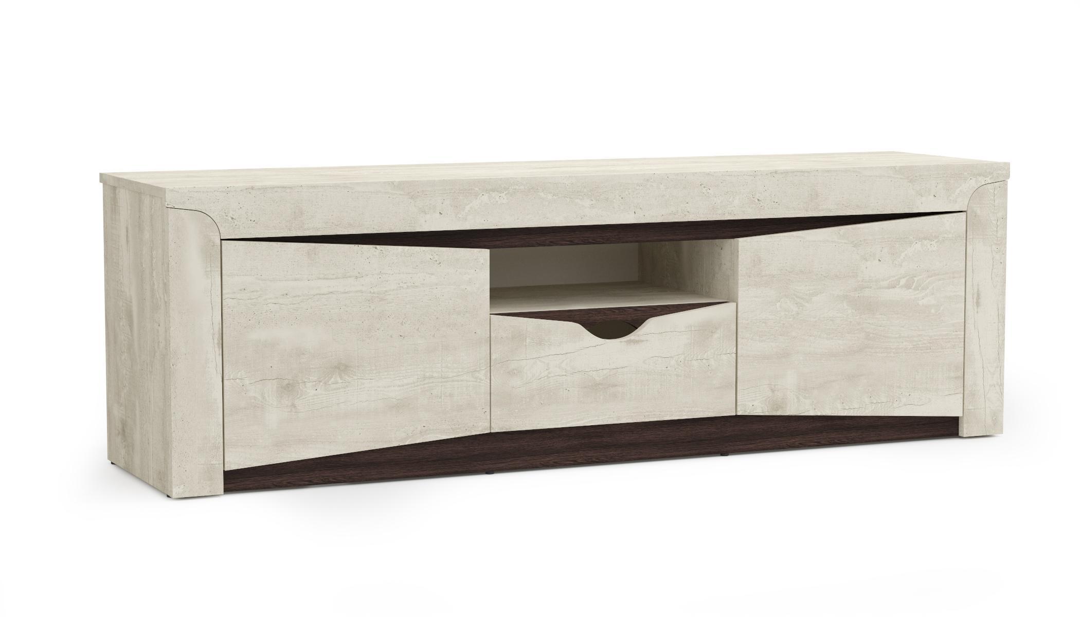 33,17 "Лючия" Тумба для ТВ (бетон пайн белый/венге/белый)