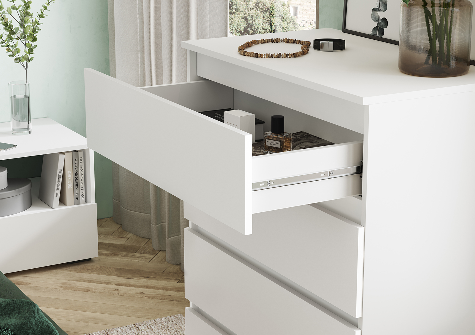 ХЕЛЕН КМ 02 Комод 802 4 ящика (0,802х0,958х0,460)ФАСАД БЕЛЫЙ/КОРПУС БЕЛЫЙ