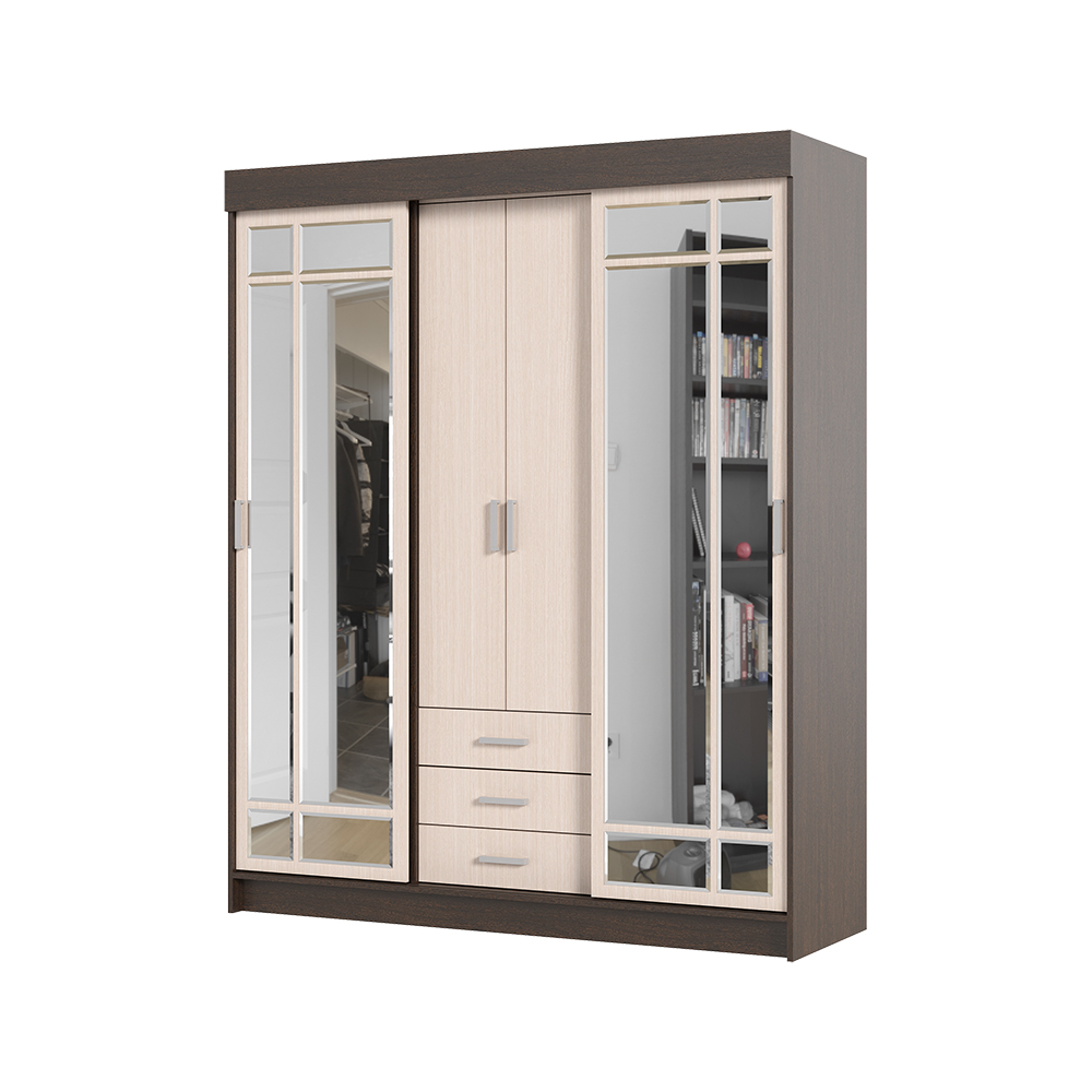 Шкаф купе ЛИДЕР 1К (1,7х2,1х0,562) фасад БЕЛФОРТ/корпус ВЕНГЕ