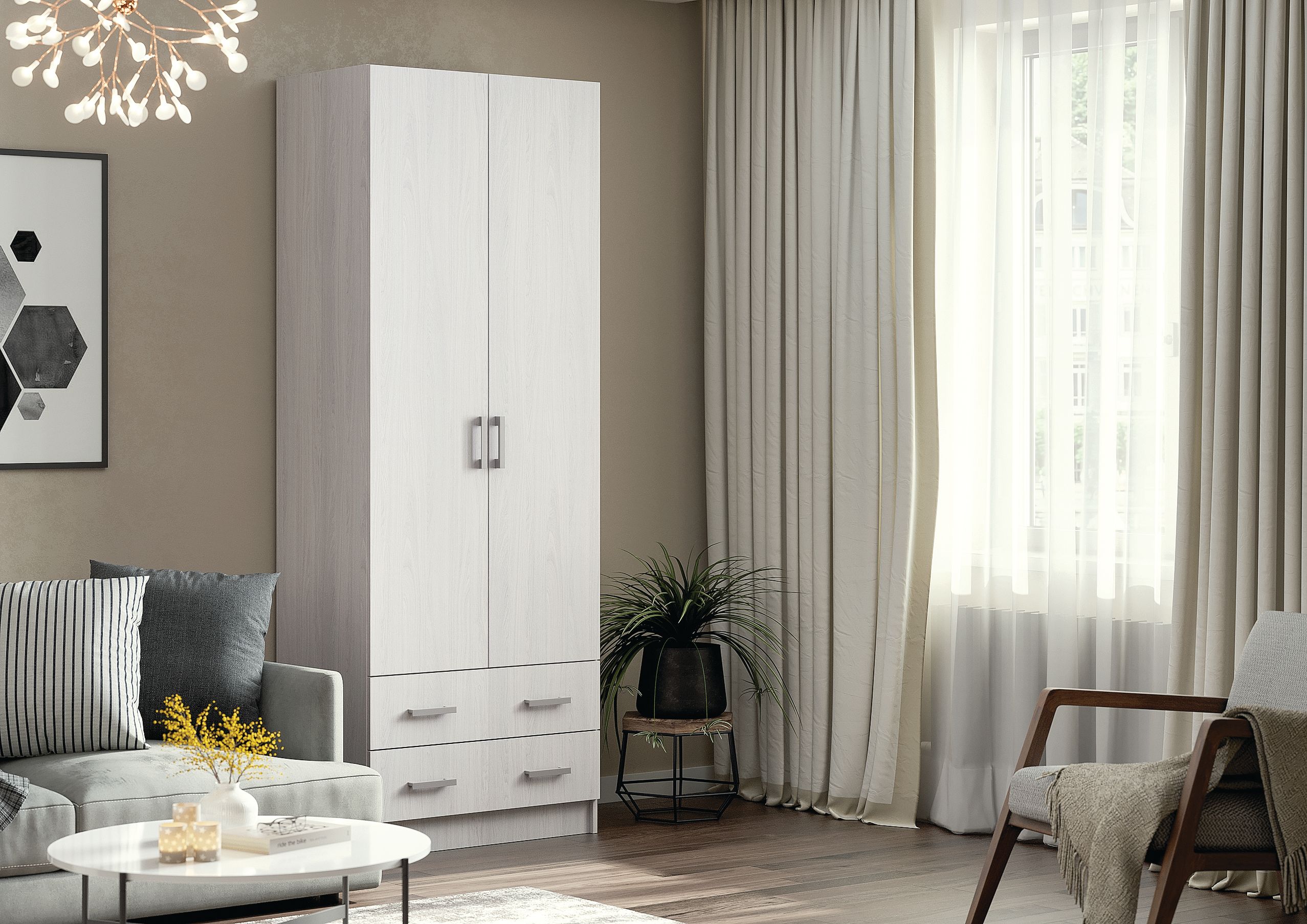 Шкаф 2х ств ДУЭТ  (0,8х2,2х0,5) ФАСАД АНКОР/ КОРПУС АНКОР