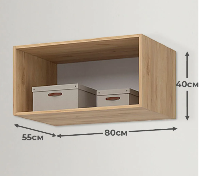 ЛИОН АН-01 Антресоль 800 Фасад ГРАФИТ СЕРЫЙ/Корпус ДУБ КРАФТ ЗОЛОТО