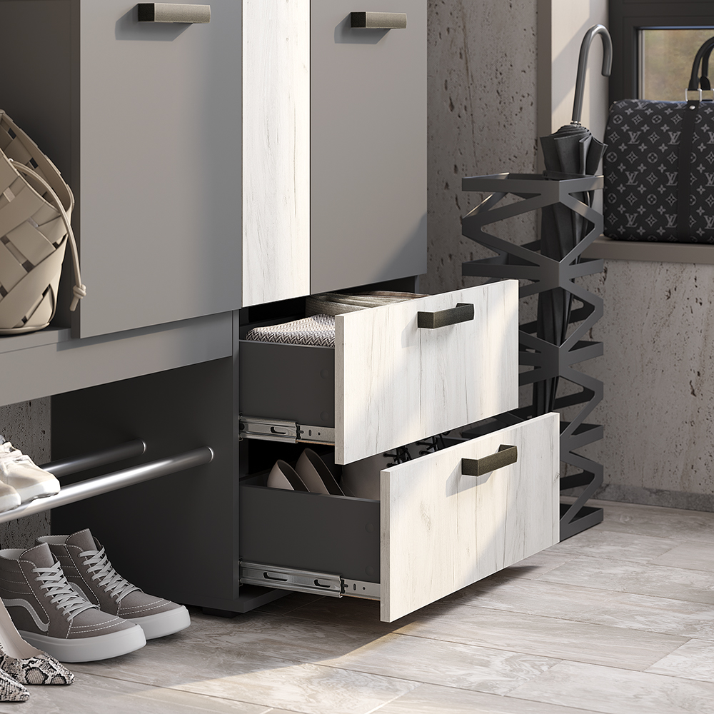 "ТРАМП" Прихожая Графит/дуб крафт белый