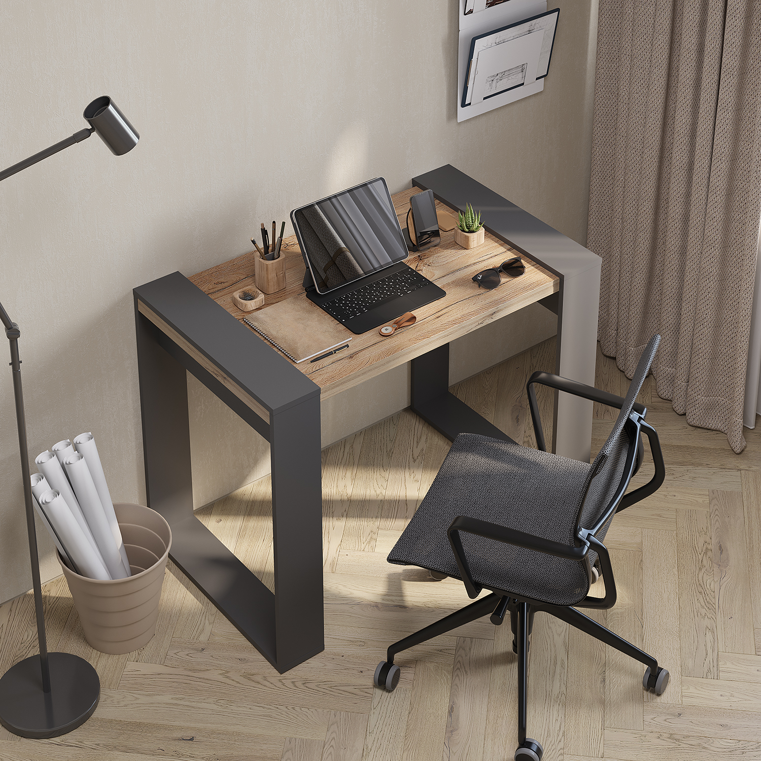 "Арчи" Стол компьютерный (графит/дуб керра) 