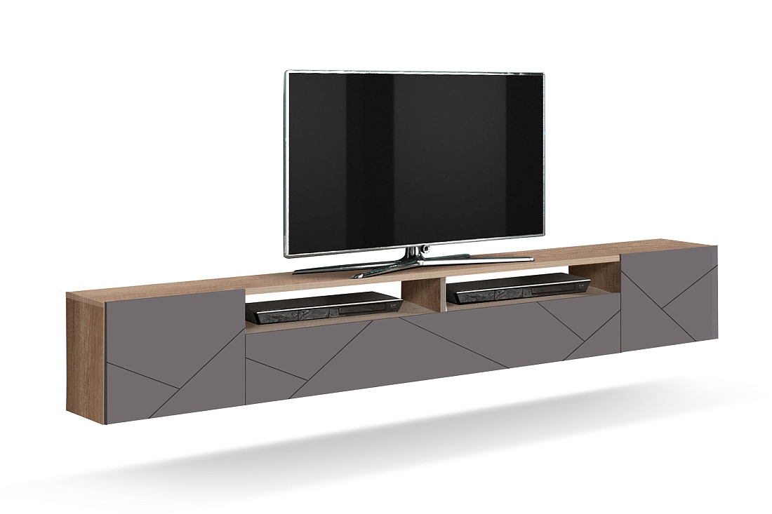 Тумба "Прага" (фасад ПВХ с фрезеровкой) New (дуб каньон / софт грей)