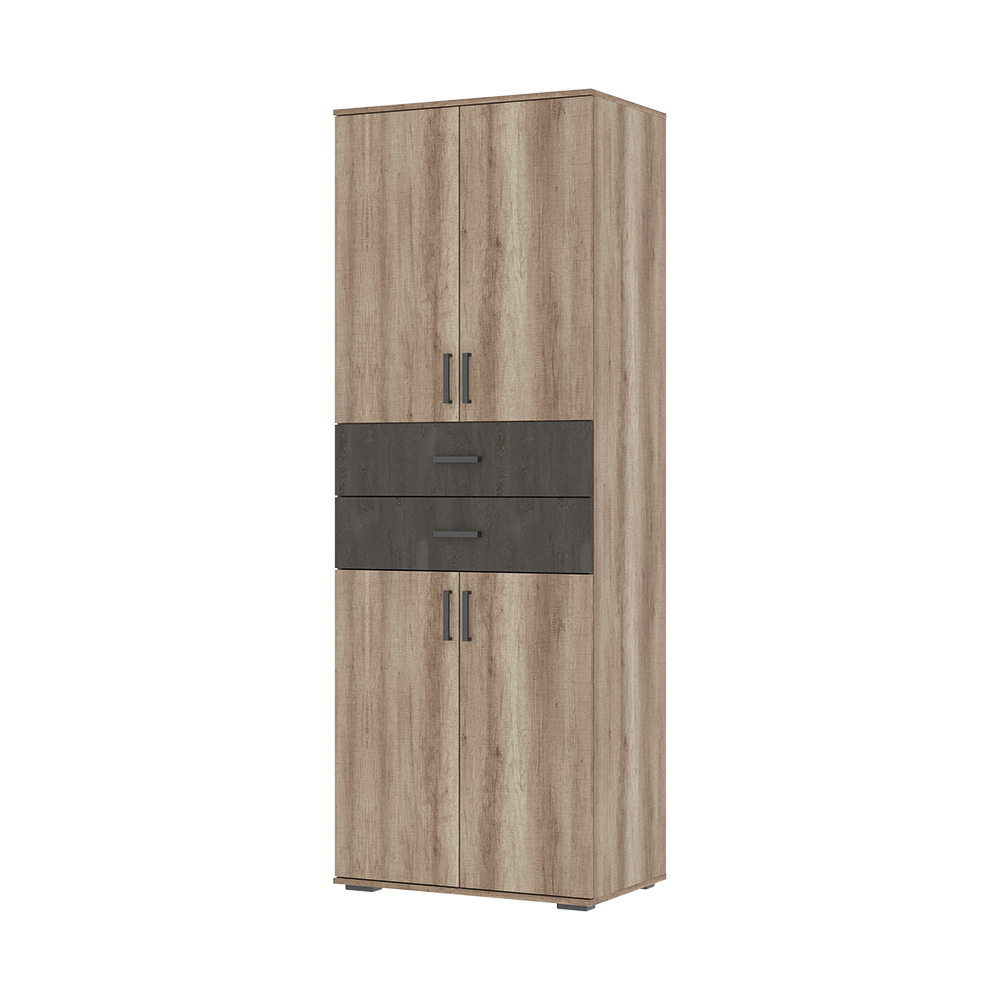 Шкаф НЕЛЬСОН ШК 05 (0.800х2,200х0,500)Фасад ЖЕЛЕЗНЫЙ КАМЕНЬ/Корпус ДУБ КАНЬОН