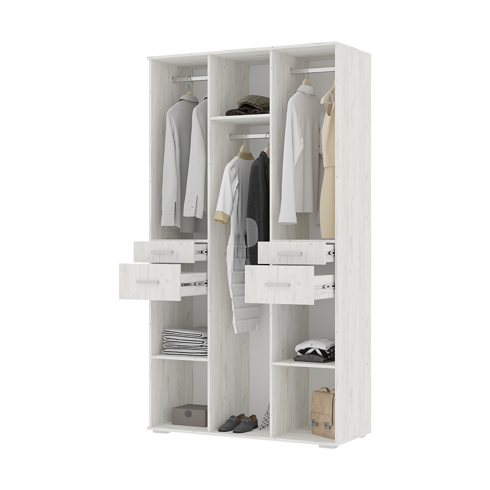 Шкаф НЕЛЬСОН ШК 02  (1.200х2,200х0,500)Фасад ДУБ КРАФТ БЕЛЫЙ/Корпус ДУБ КРАФТ БЕЛЫЙ