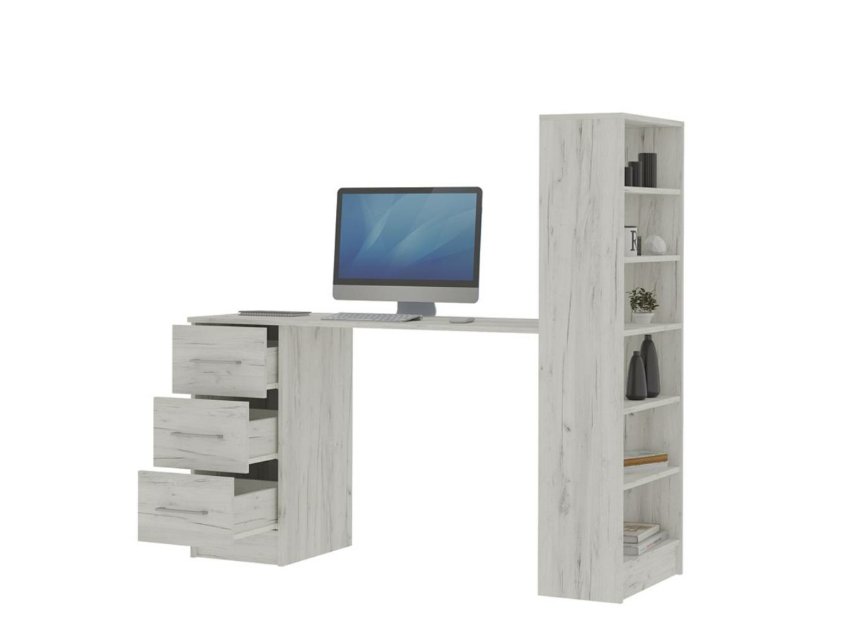 ГРАНД  Стол письменный (1,450 х1,350х0,502)Дуб крафт Белый