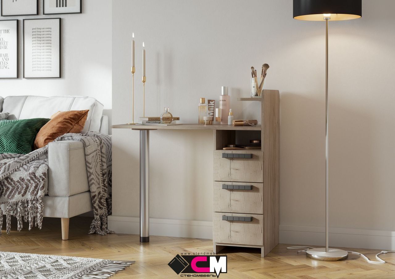 СТОЛ макияжный №1 (0,957х0,94х0,45) ДУБ КРАФТ СЕРЫЙ