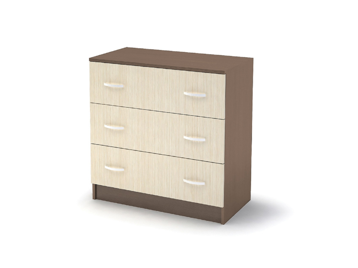 Спальня БАСЯ КМ 551-М комод 3 ящика (0,8х0,766х0,41) фасад ШИМО СВЕТЛ/корпус ШИМО ТЕМН