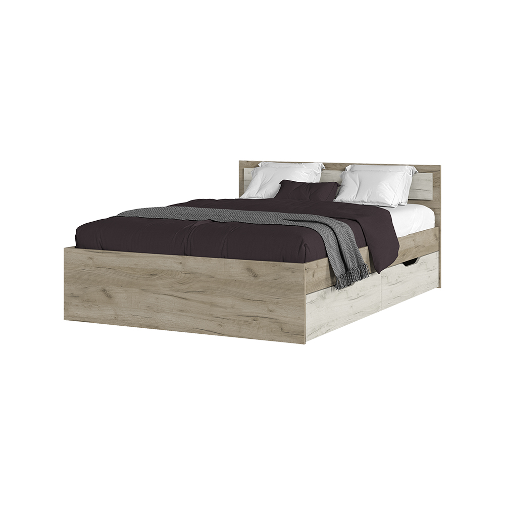 Спальня Кровать ГАРМОНИЯ КР 605 с ящиками (1,452х0,78х2,032) фасад ДУБ КРАФТ БЕЛЫЙ/корпус ДУБ КРАФТ 