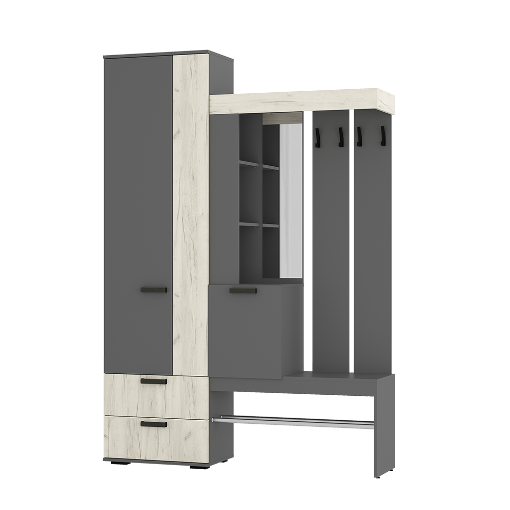 "ТРАМП" Прихожая Графит/дуб крафт белый