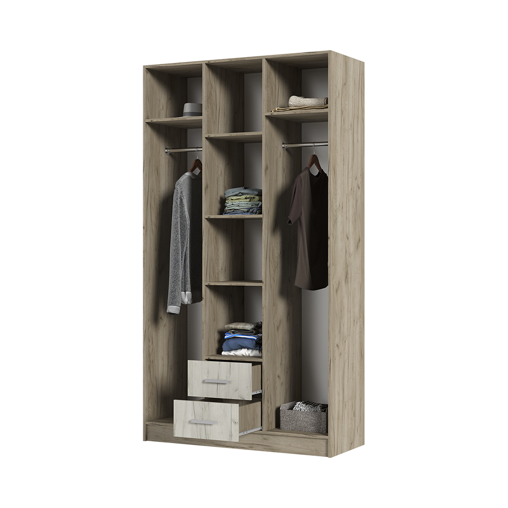 Спальня Шкаф 3х створчатый ГАРМОНИЯ ШК 601 М (1,2х2,2х0,5) фасад ДУБ КРАФТ БЕЛЫЙ/корпус ДУБ КРАФТ СЕ