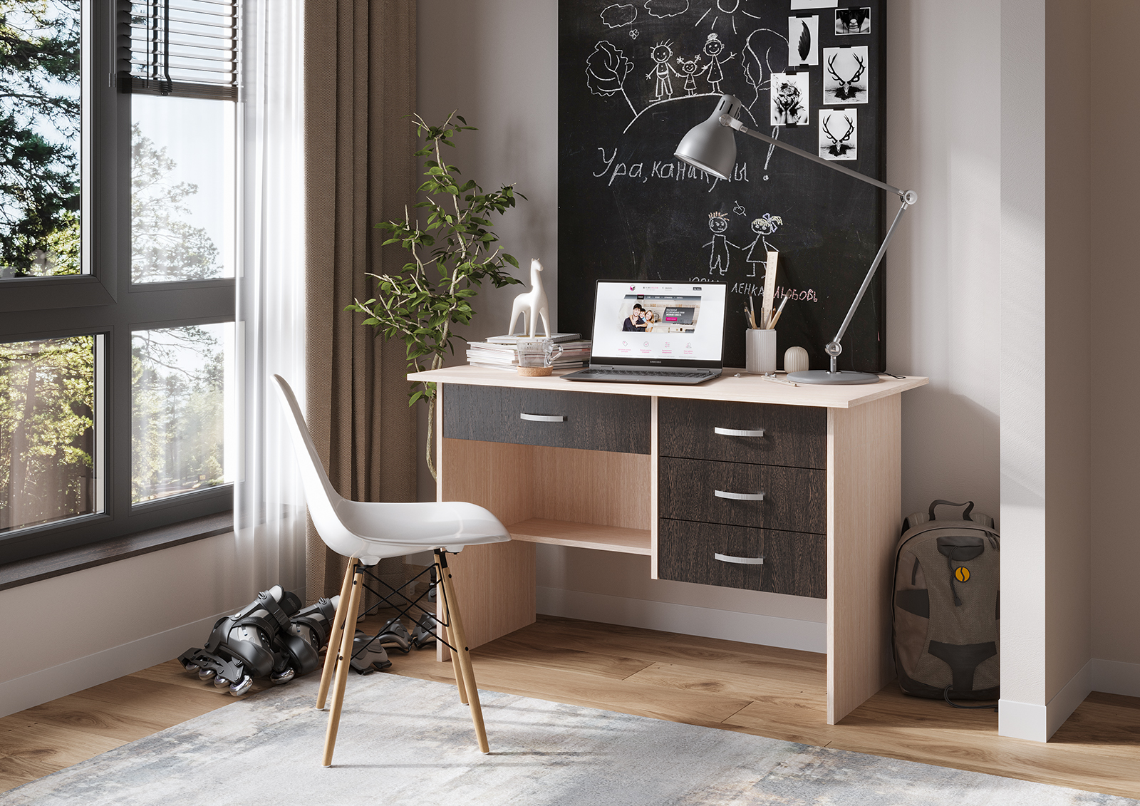 СТОЛ ПИСЬМЕННЫЙ СИТИ (1,2х0,75х0,59) ВЕНГЕ/БЕЛФОРТ