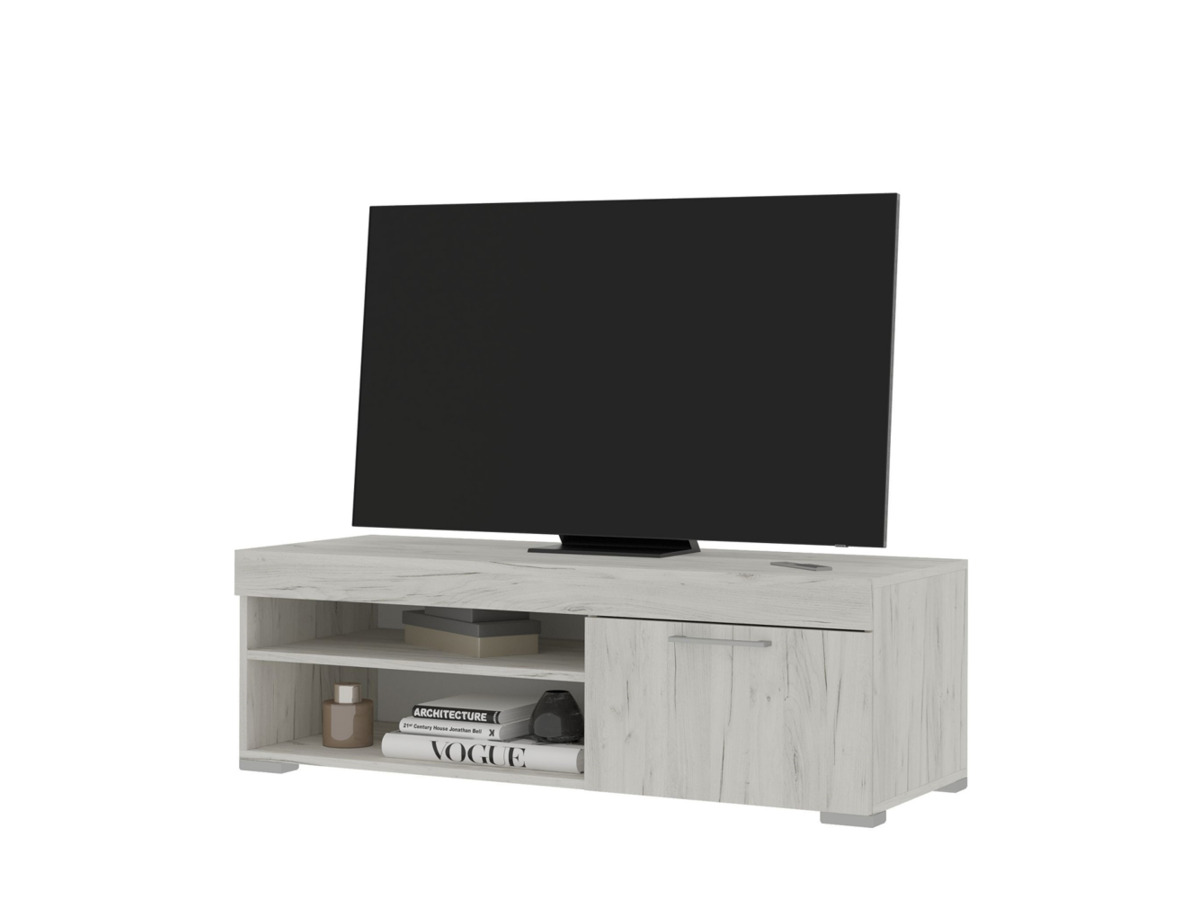 ГРАНД Тумба под ТВ (1,202 х0,391х0,449)Дуб крафт Белый