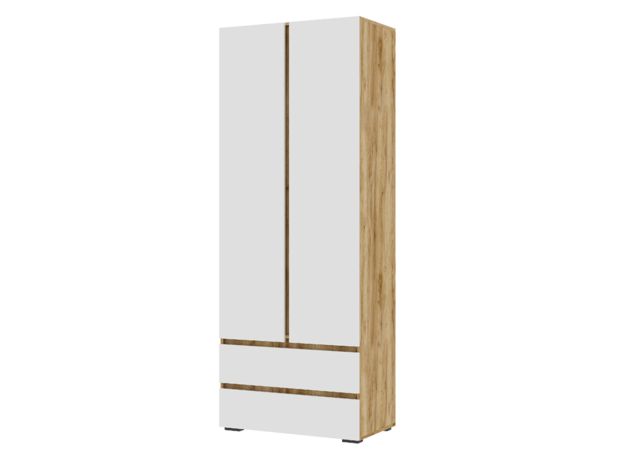 ХЕЛЕН ШК 01 Шкаф 2х створчатый(0,800х2,100х0,460)ФАСАД БЕЛЫЙ/КОРПУС ДУБ КРАФТ ЗОЛОТО
