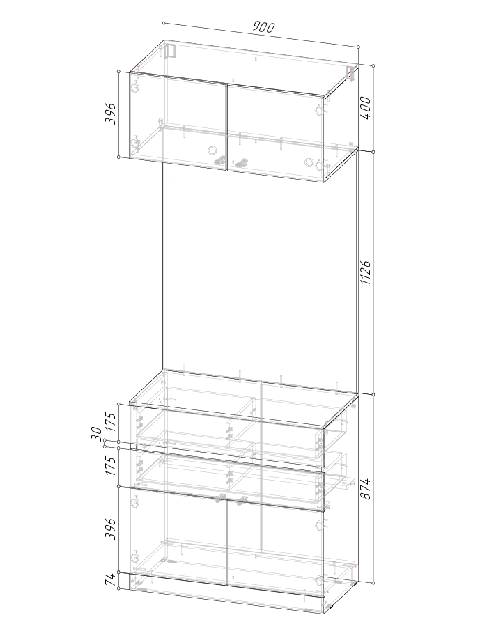 "Кантри" Шкаф с зеркалом и ящиком ШК-003