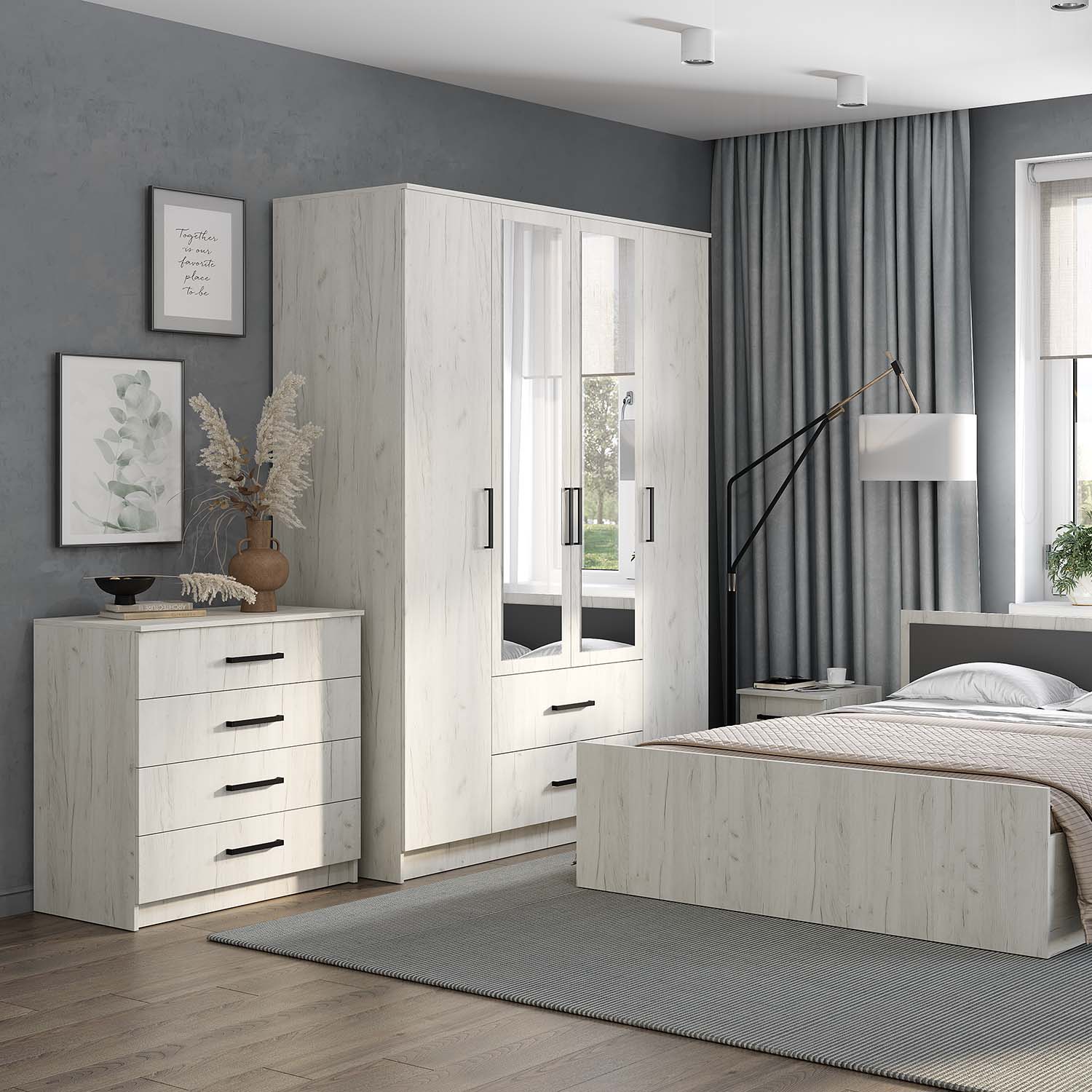 "Фиеста" комод 850 дуб крафт белый						