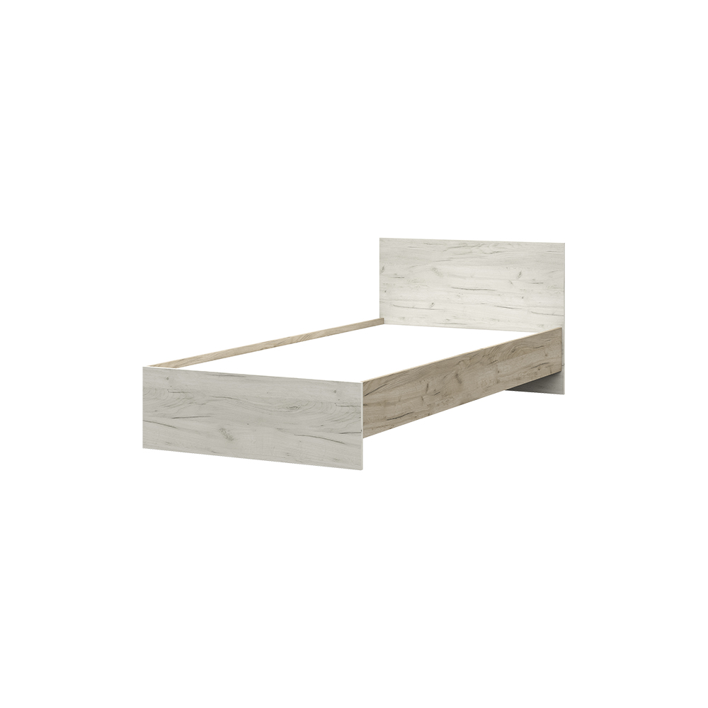 Спальня БАСЯ КР 555 кровать (0,952х0,7х2,032) фасад ДУБ КРАФТ БЕЛЫЙ/корпус ДУБ КРАФТ СЕРЫЙ