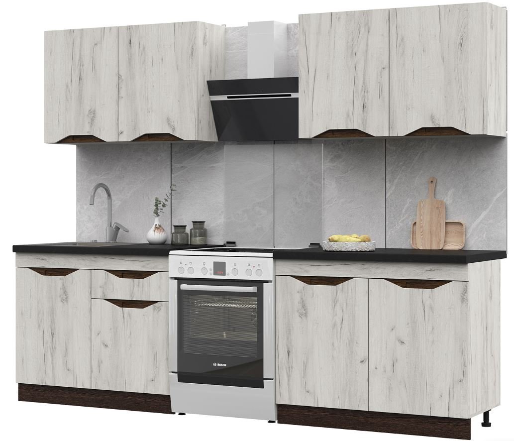 КУХНЯ 2,0 ПАОЛА (2000х2160х600)МДФ ВЕНГЕ(тиковое дерево)/ДУБ КРАФТ БЕЛЫЙ