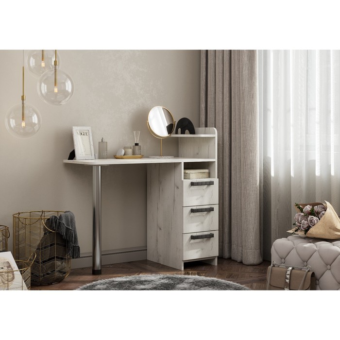 СТОЛ макияжный №1 (0,957х0,94х0,45) ДУБ КРАФТ БЕЛЫЙ