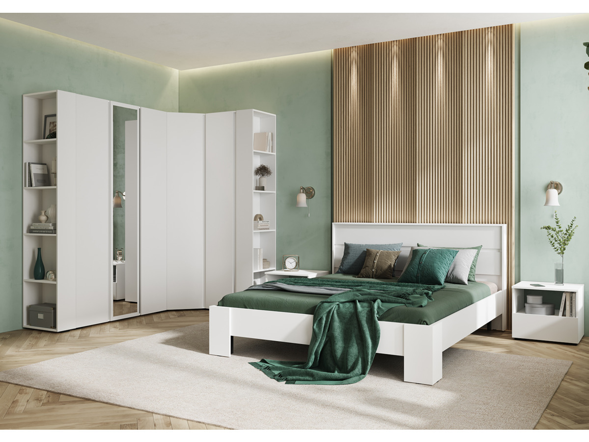 ХЕЛЕН КР 02 Кровать 1.4х2.0 (1,470х0,928х2,114)ФАСАД БЕЛЫЙ/КОРПУС БЕЛЫЙ