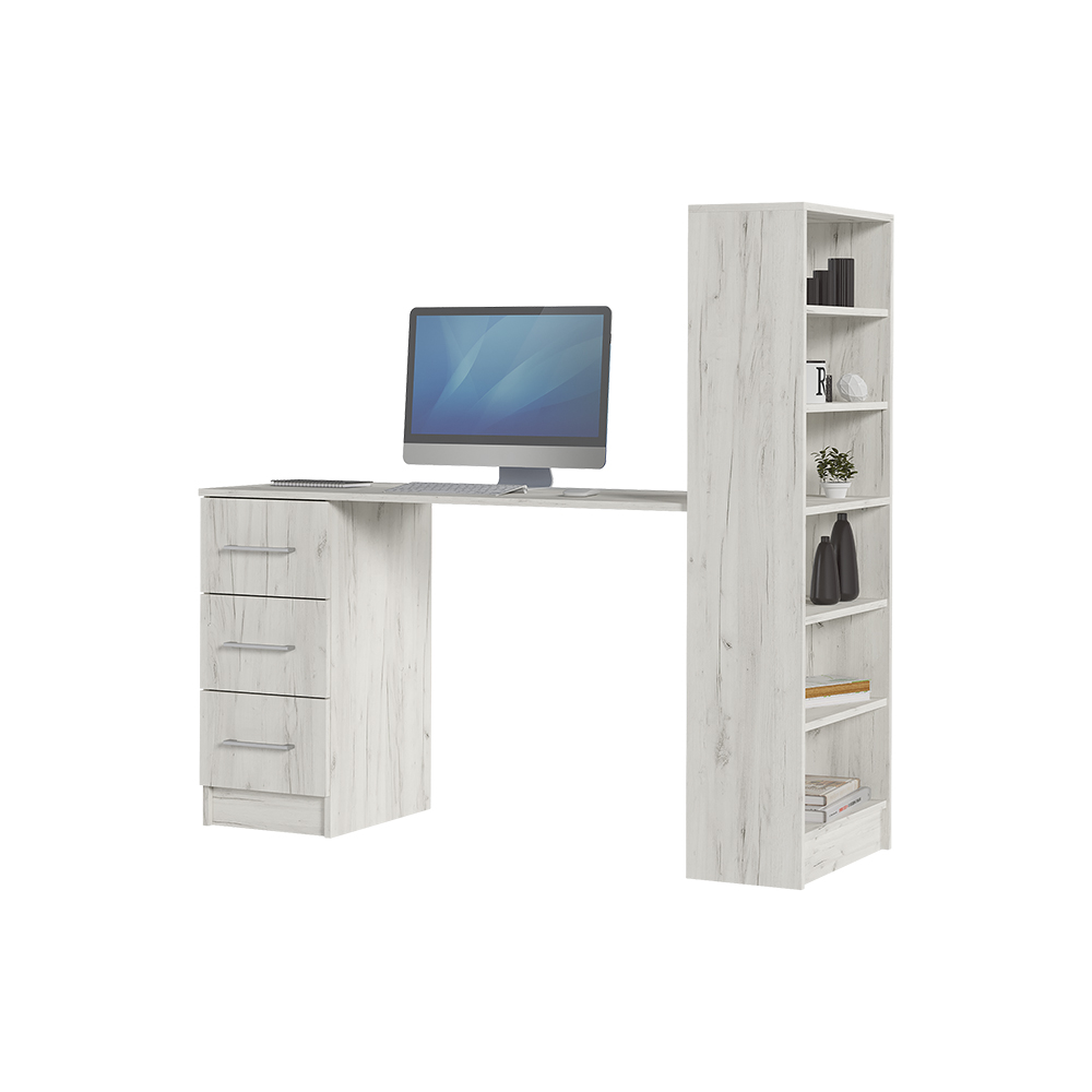 ГРАНД  Стол письменный (1,450 х1,350х0,502)Дуб крафт Белый