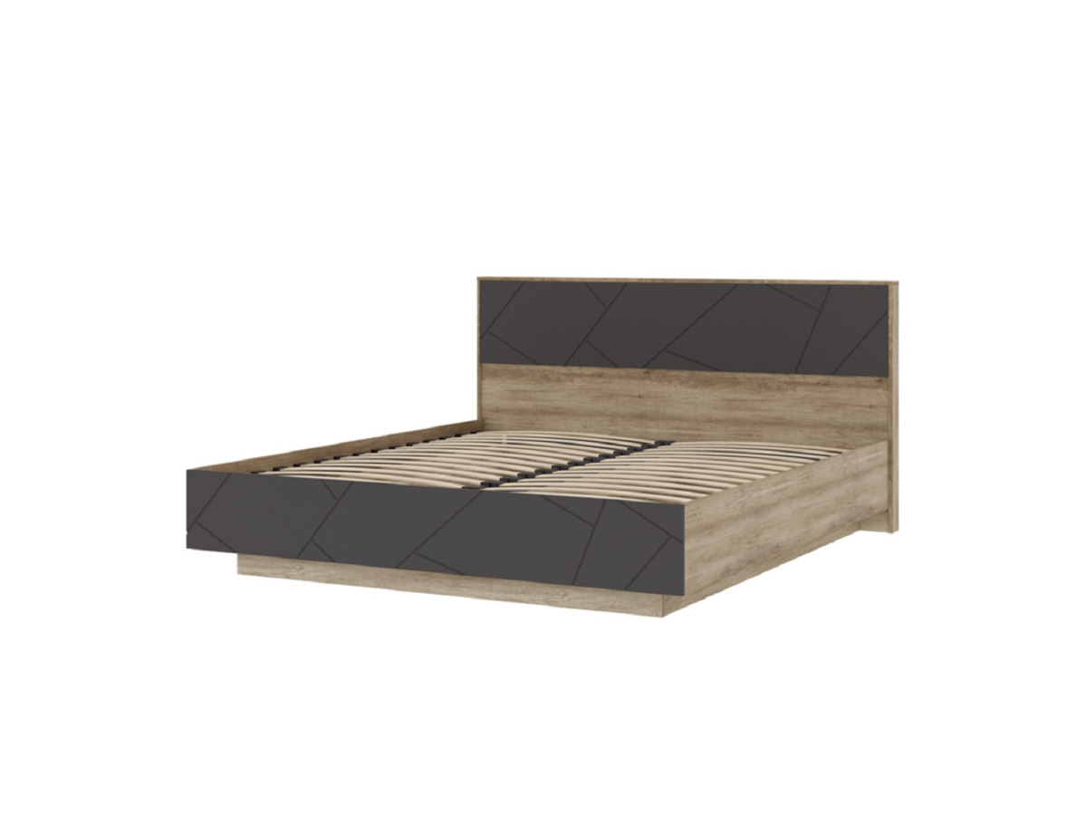 ДАЛЛАС КР 03 Кровать 1,4х2,0 (1468х986х2090) ФАСАД МДФ СОФТ ГРАФИТ/КОРПУС ДУБ КАНЬОН
