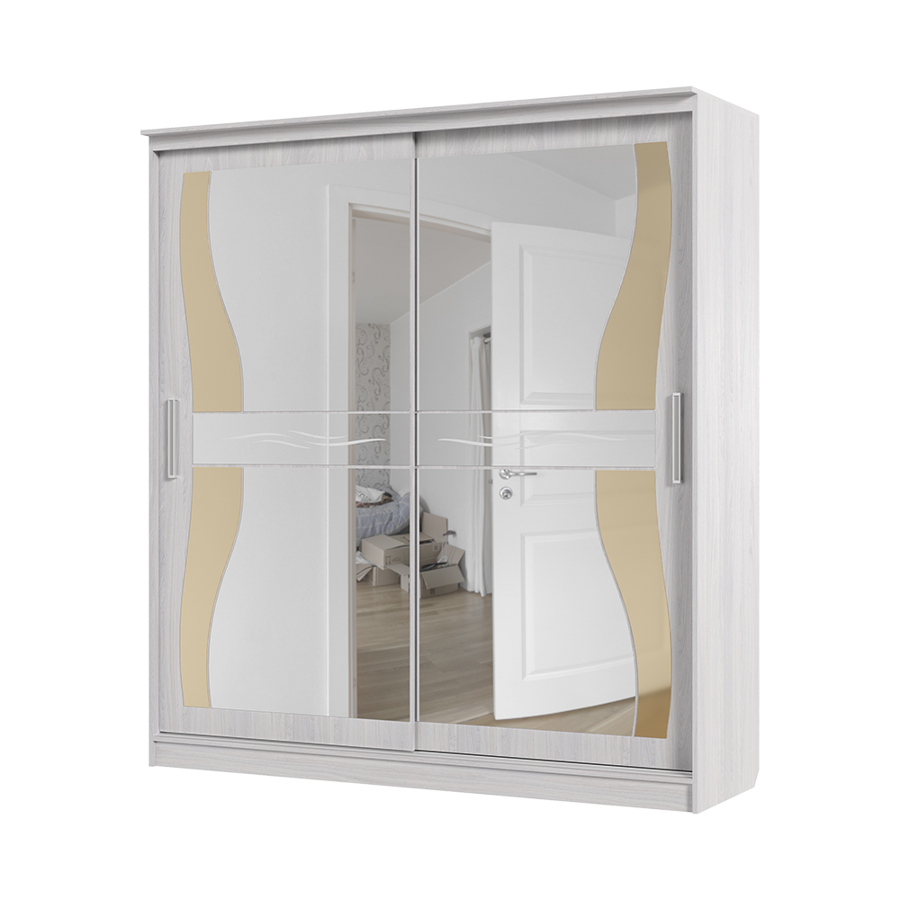 Шкаф купе ОЛИМП 1  (2,0х2,2х0,65) зеркало,лакобель АНКОР/АНКОР