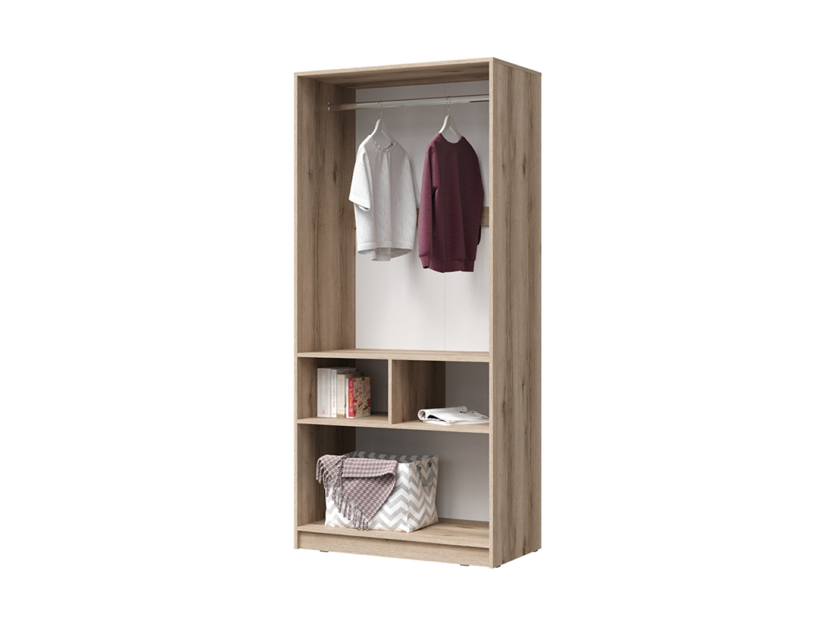 КИВИ ШК-02 Шкаф 2ств (934х2038х500)Фасад МДФ СУПЕРМАТ БЕЛЫЙ/Корпус ДУБ ДЕЛАНО СНЯТО