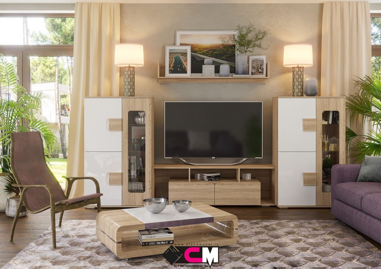 Гостиная АФИНА  ТВ 113 центральная секция (1,5х0,482х0,513) фасад МДФ СОНОМА/корпус СОНОМА