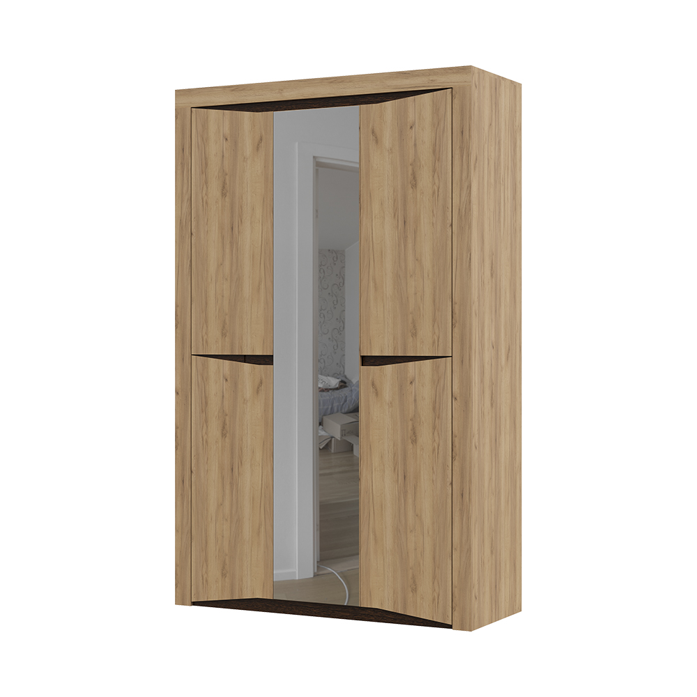 Спальня ПАОЛА ШК 702 (1376х2200х532 мм) МДФ ВЕНГЕ/ДУБ КРАФТ ЗОЛОТО