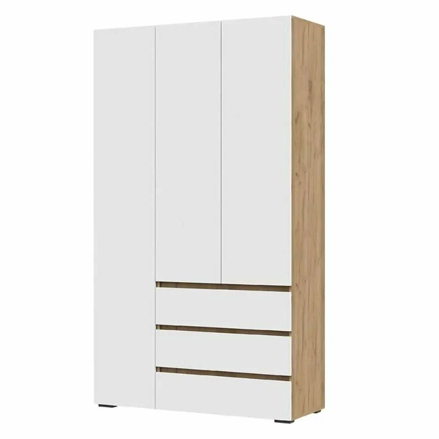 ХЕЛЕН ШК 06 Шкаф трехстворчатый (1200х2080х460) Фасад БЕЛЫЙ/Корпус ДУБ КРАФТ ЗОЛОТО