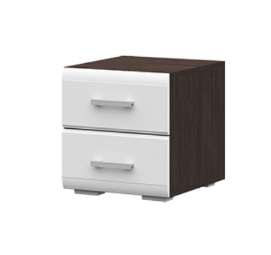 Спальня ВЕГАС тумба прикроватная (0,4х0,43х0,446) фасад МДФ БЕЛЫЙ ГЛЯНЕЦ/корпус ВЕНГЕ