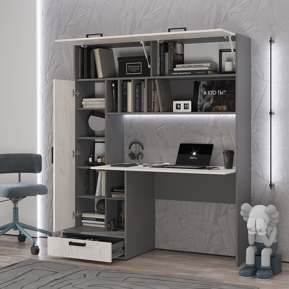 "Техно" Стол письменный Графит/дуб крафт белый