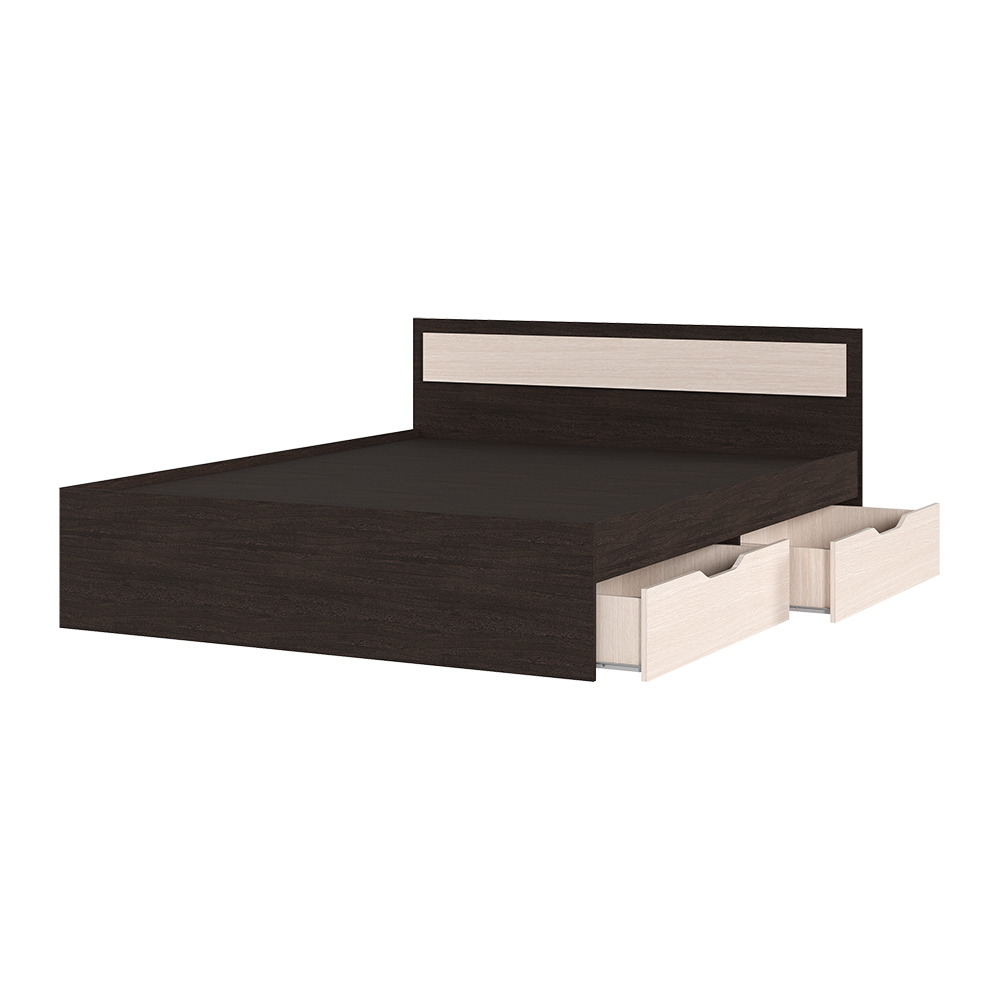 Спальня Кровать ГАРМОНИЯ КР 604 с ящиками (1,652х0,78х2,032) фасад БЕЛФОРТ/корпус ВЕНГЕ