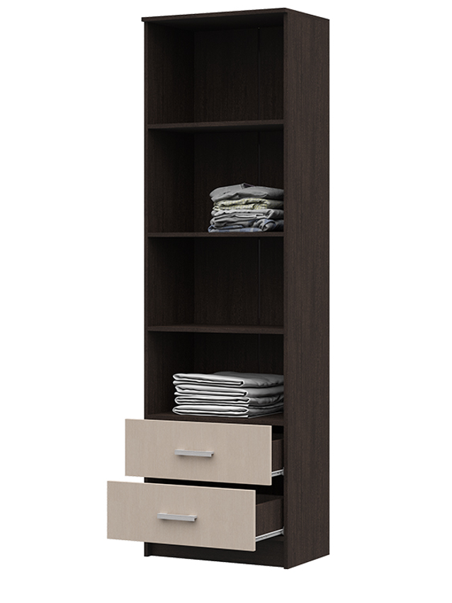 Прихожая МАШЕНЬКА ШК 201 шкаф полки с ящиками (0,6х2,02х0,376) фасад БЕЛФОРТ/корпус ВЕНГЕ