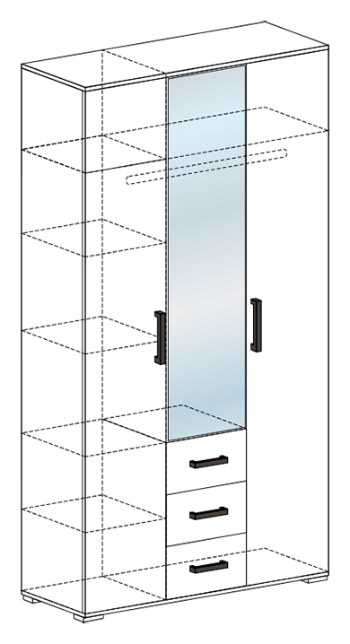 Гостиная ЯНА-1 шкаф 3х ств с ящиками ШК 752 (1200х2120х436) Фасад ГРАФИТ СЕРЫЙ/Корпус ГРАФИТ СЕРЫЙ