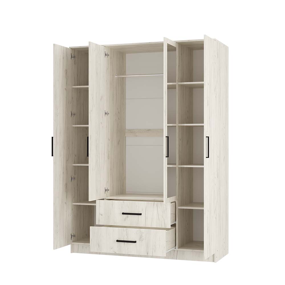 "Фиеста" шкаф 4-х створчатый дуб крафт белый						