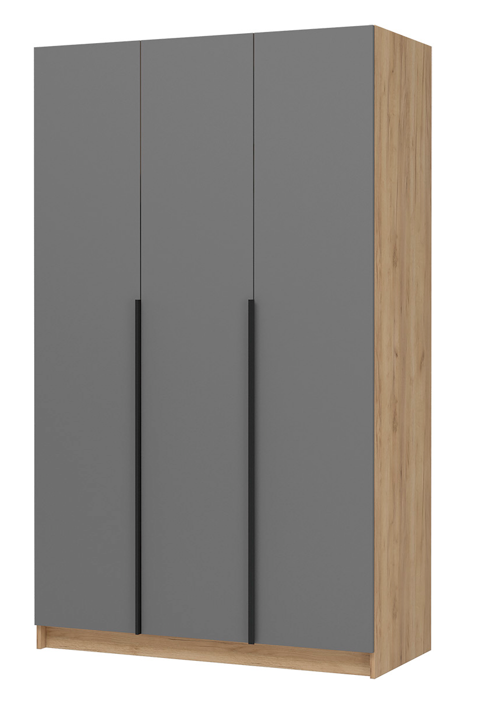 ЛИОН ШК-02 Шкаф 3-х створчатый Фасад ГРАФИТ СЕРЫЙ/Корпус ДУБ КРАФТ ЗОЛОТО