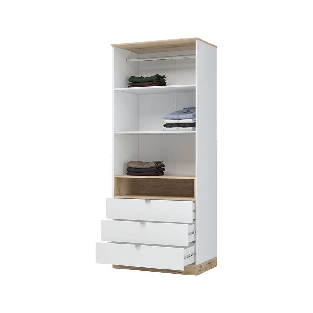 ЮККИ ШК 3Я 900 Шкаф 2х створчатый Фасад БЕЛЫЙ/Корпус ДУБ ДЕЛАНО