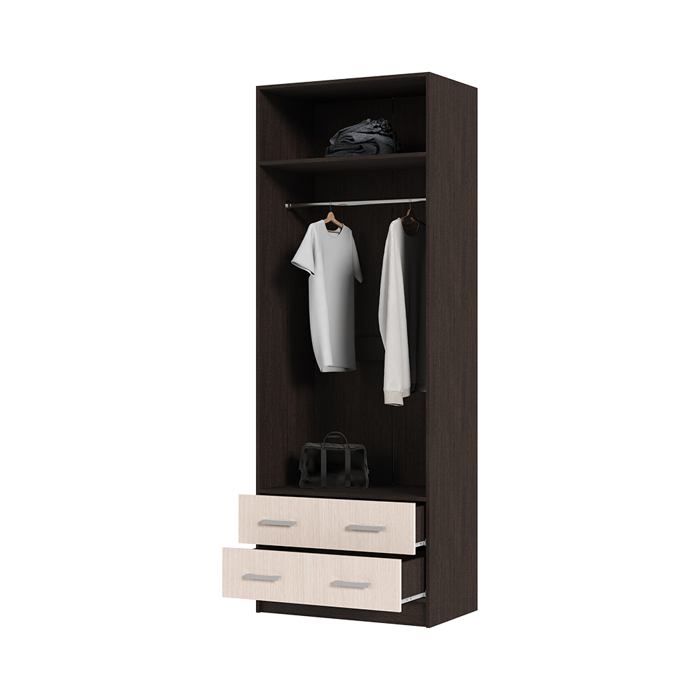 Спальня Шкаф 2х створчатый ГАРМОНИЯ ШК 603 М (0,8х2,2х0,5) фасад БЕЛФОРТ/корпус ВЕНГЕ