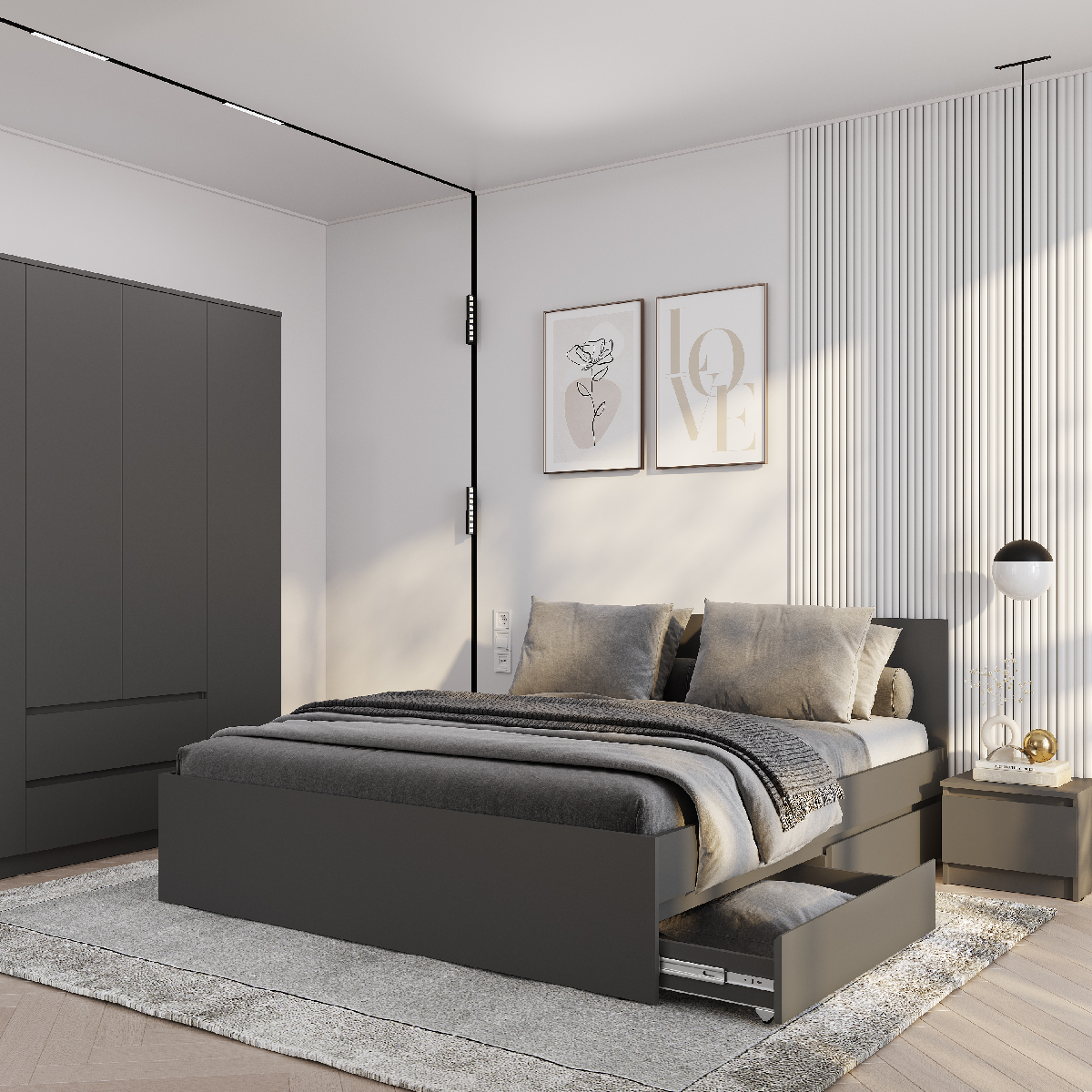 "Симпл" Кровать 1,60 КР-17 Графит