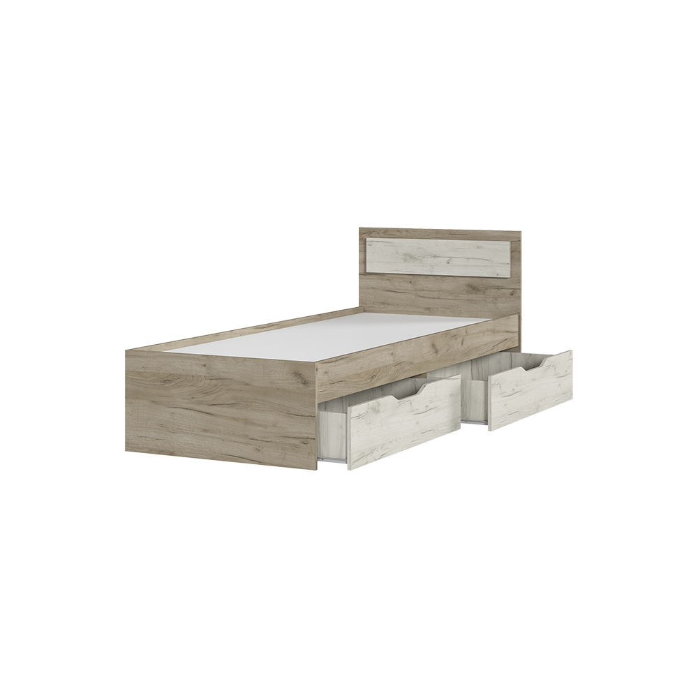 Спальня Кровать ГАРМОНИЯ КР 607 с ящиками (0.8х0,78х2,032) фасад ДУБ КРАФТ БЕЛЫЙ/корпус ДУБ КРАФТ СЕ