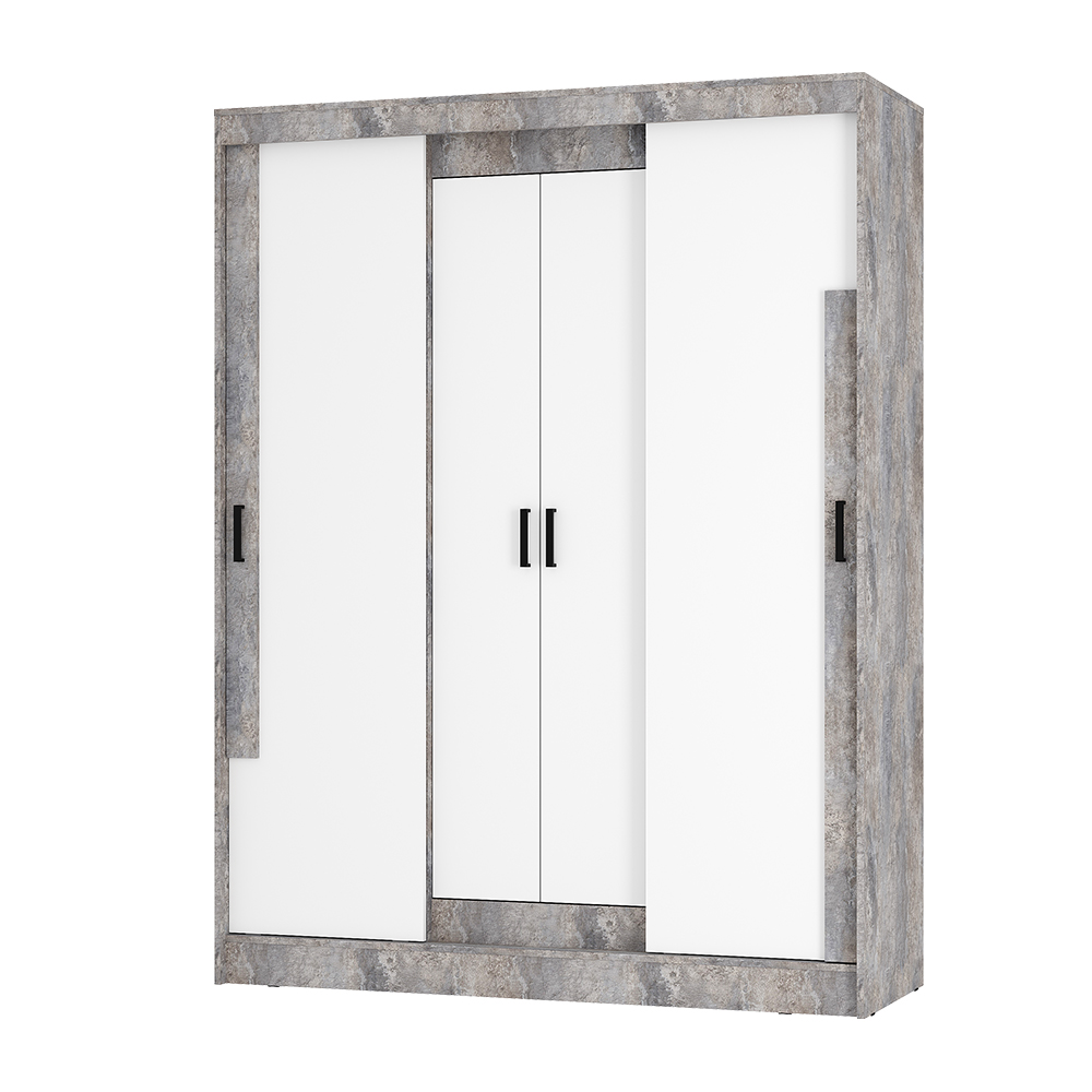 "Смарт" Шкаф-купе ШКК-06 (Цемент светлый/белый)