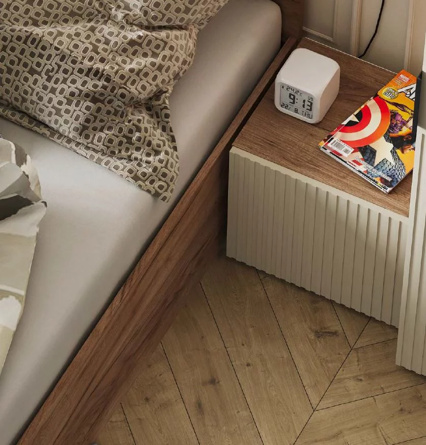 СОНАТА ТБ 01 Тумба прикроватная (400х365х340)Фасад МДФ МОНО КЕРАМИКА/Корпус ДУБ КРАФТ ТАБАЧНЫЙ